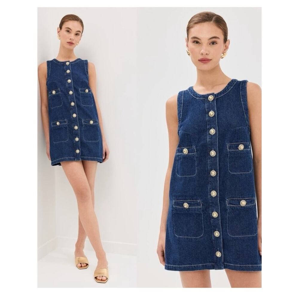 Reformation Tropez Denim Mini Dress 0 View 3